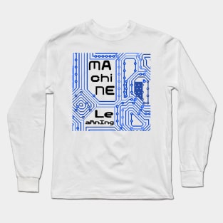 Machine Learning Computer Micro Chip Black Blue Long Sleeve T-Shirt